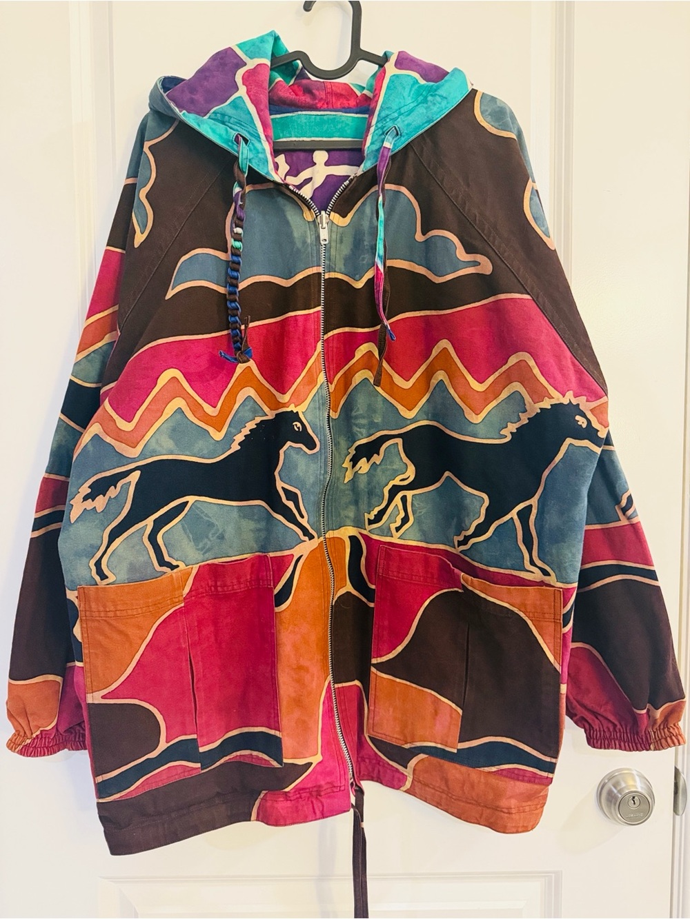 Asian Creations Vintage Reversible Print Zip Hoodie Jacket - #300